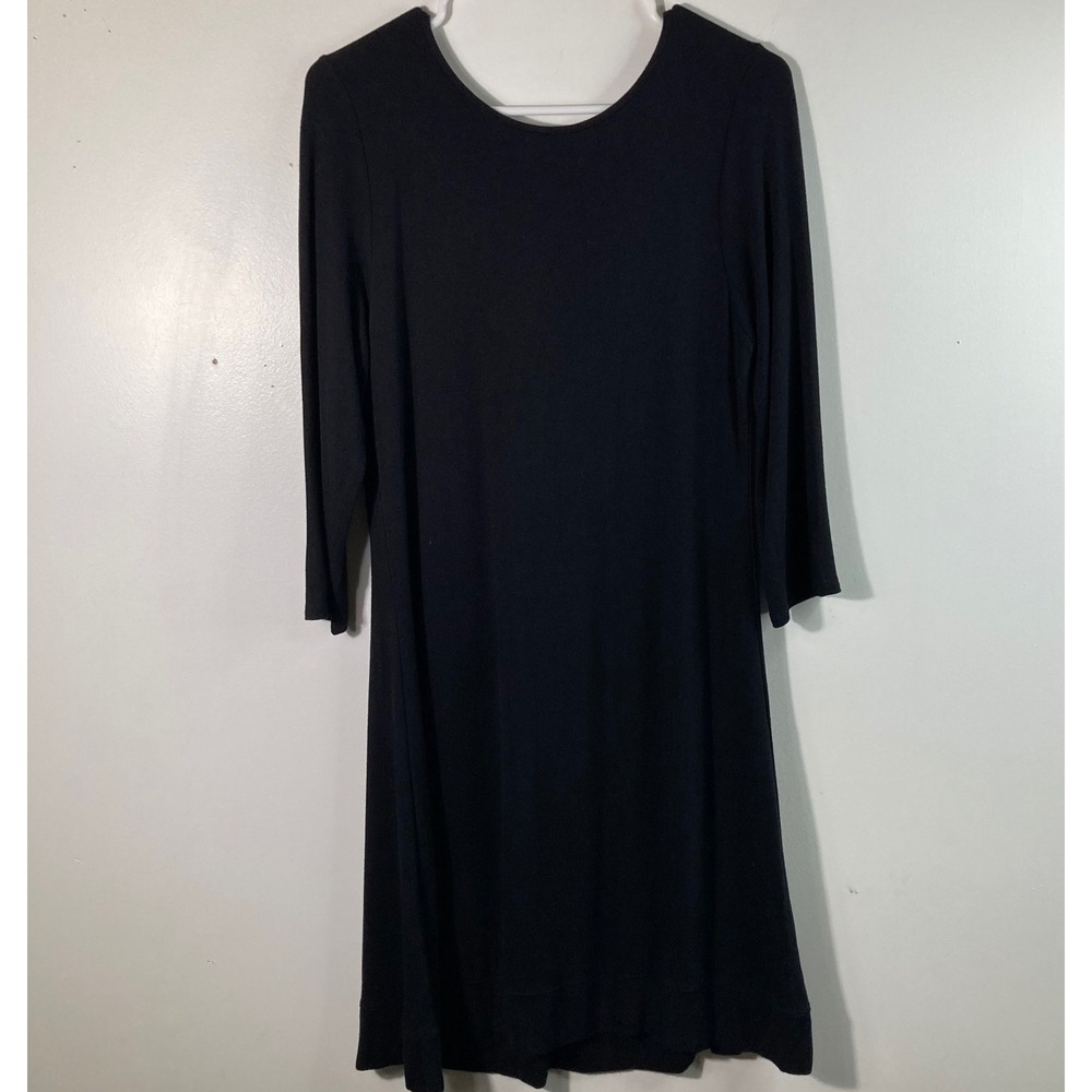 Womens Cynthia Rowley Black Dress‎ V Back 3/4 Sleeve M Rayon Spandex